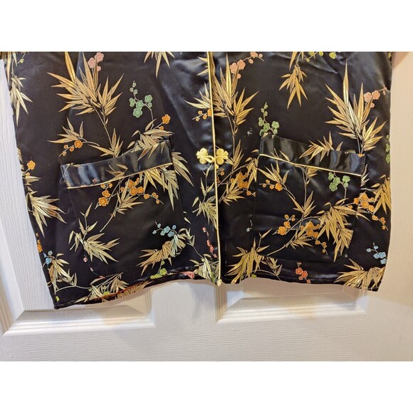 Vintage Oriental Button Down Short Sleeve Mandarin Collar With Pankou Buttons - Picture 4 of 6